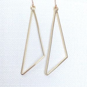 New Long Elongated Dangling Geometric Triangle Outline Hoop Handmade Earrings